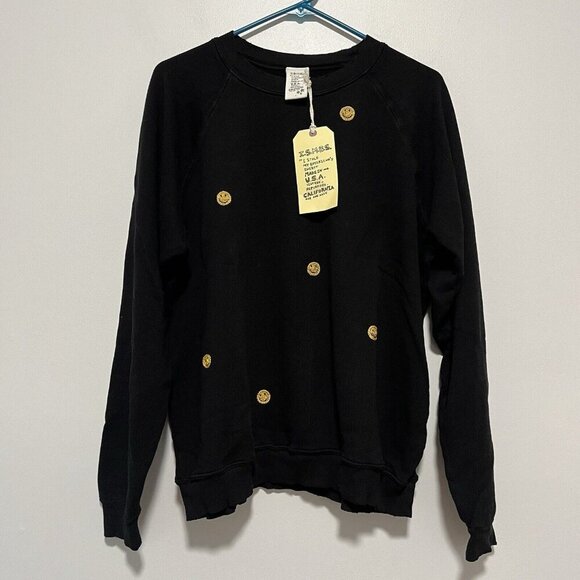 I Stole My Boyfriends Shirt NWT Black Sweatshirt Embroidered Smiley Faces Large‎ - Picture 1 of 7